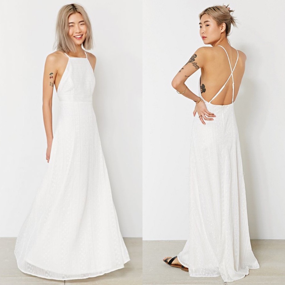 Kimchi Blue Apron Neck Embroidered Maxi Dress